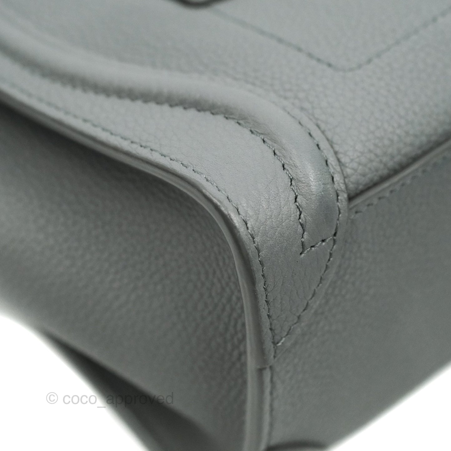 Celine Nano Luggage Grey Grained Calfskin Gold Hardware