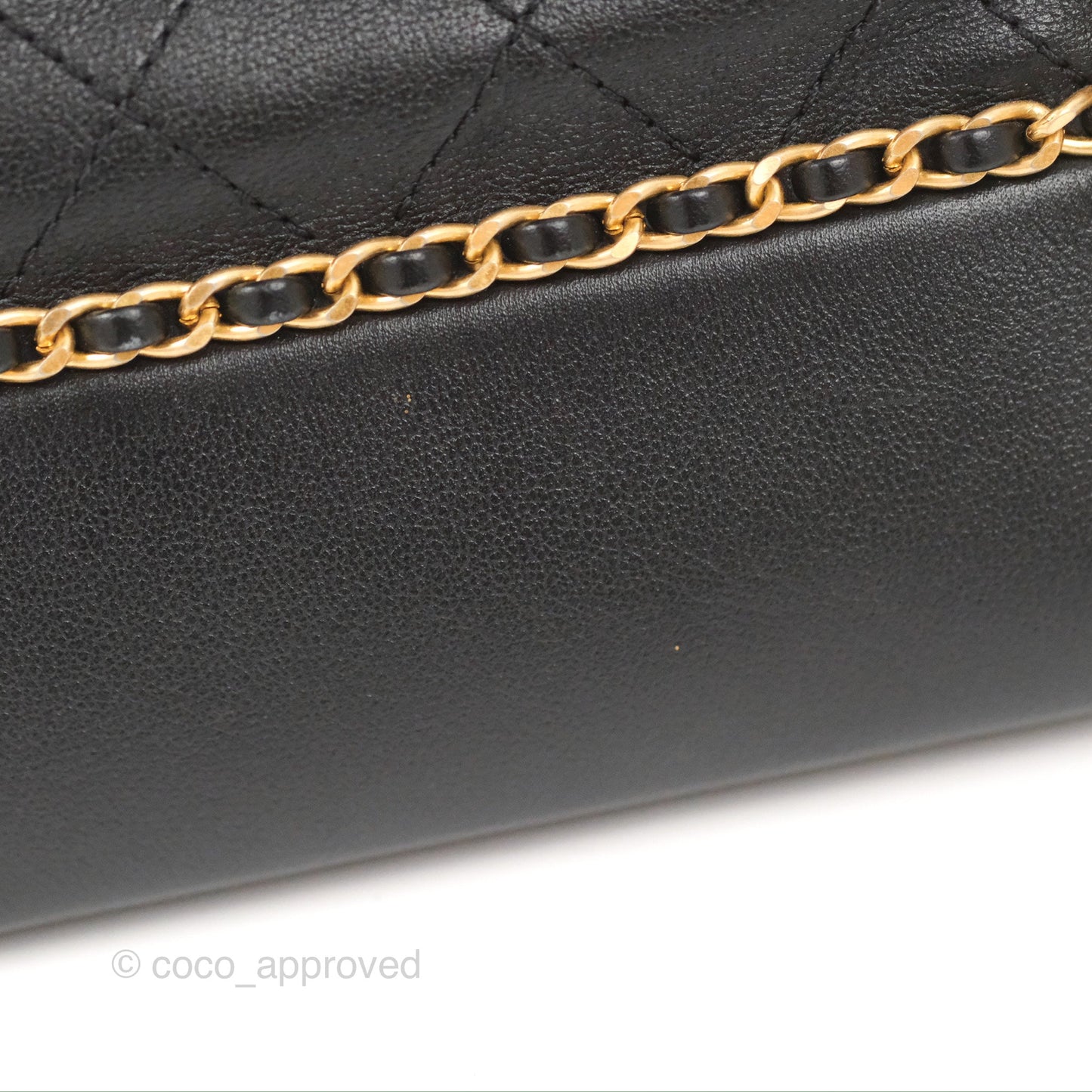 Chanel Quilted Chain Drawstring Black Calfskin Gold Hardware