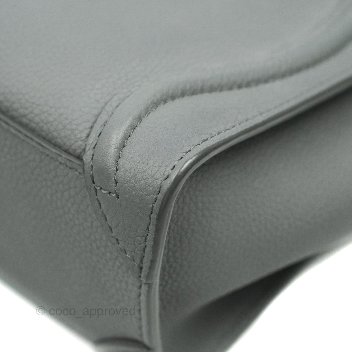 Celine Nano Luggage Grey Grained Calfskin Gold Hardware