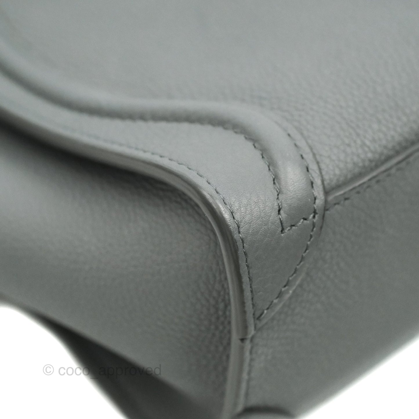 Celine Nano Luggage Grey Grained Calfskin Gold Hardware