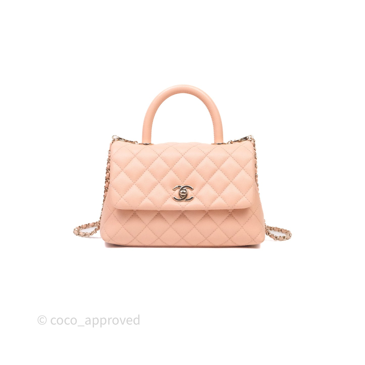 Chanel Small Coco Handle Quilted Pink Clair Caviar Gold Hardware