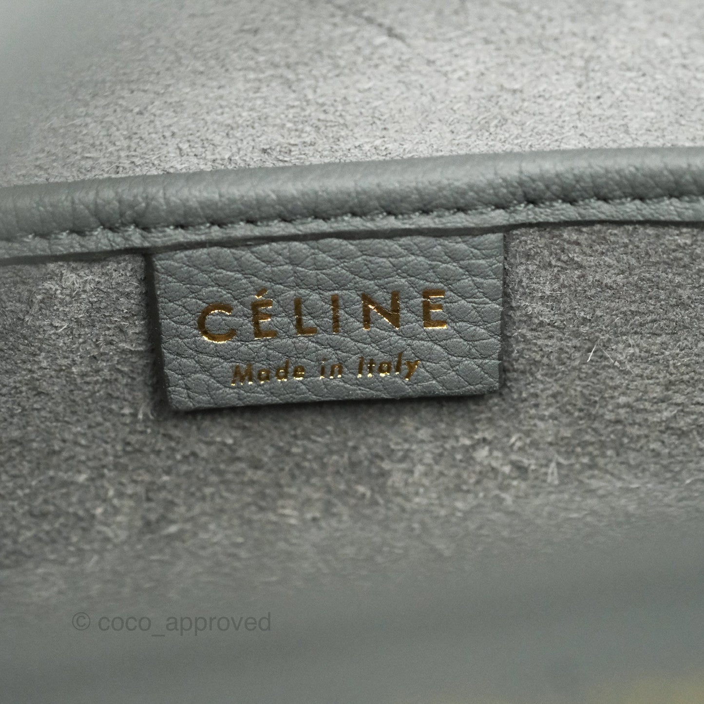 Celine Nano Luggage Grey Grained Calfskin Gold Hardware