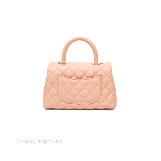 Chanel Small Coco Handle Quilted Pink Clair Caviar Gold Hardware