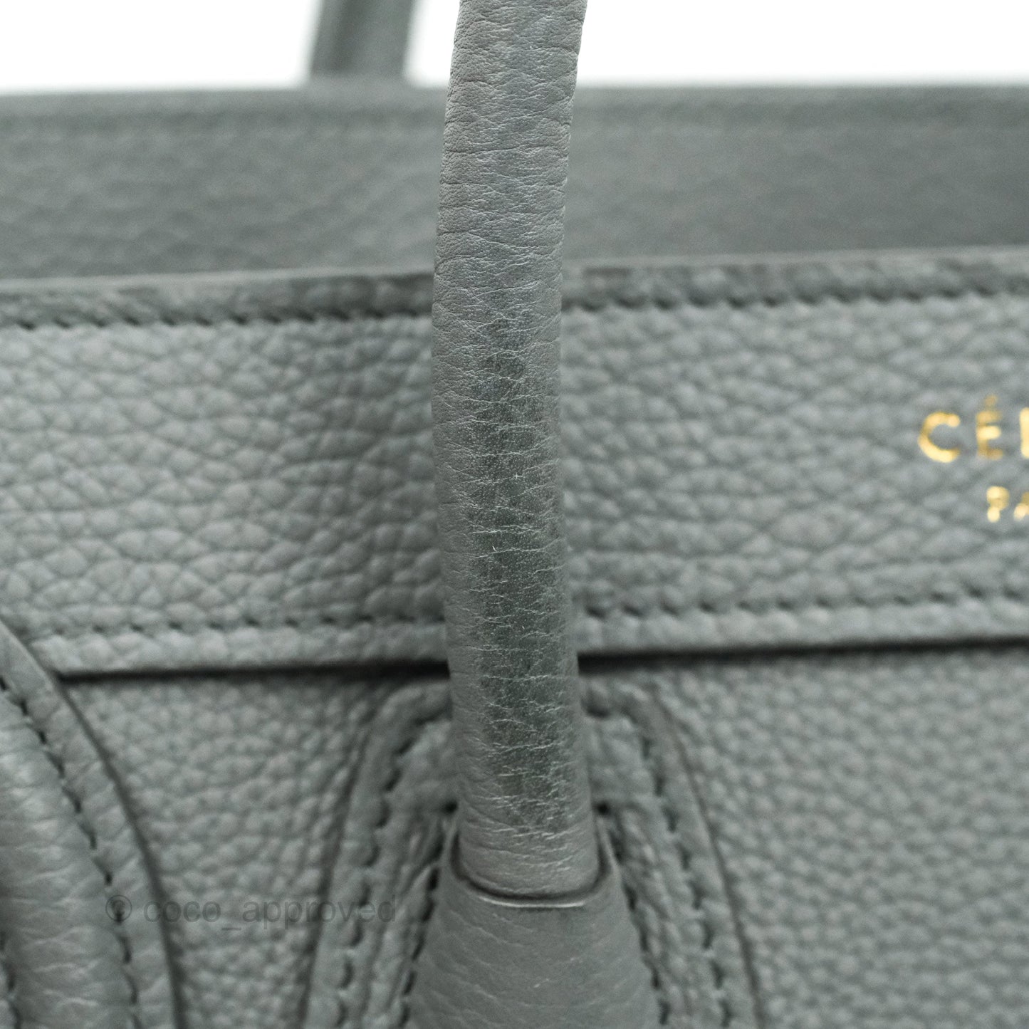 Celine Nano Luggage Grey Grained Calfskin Gold Hardware