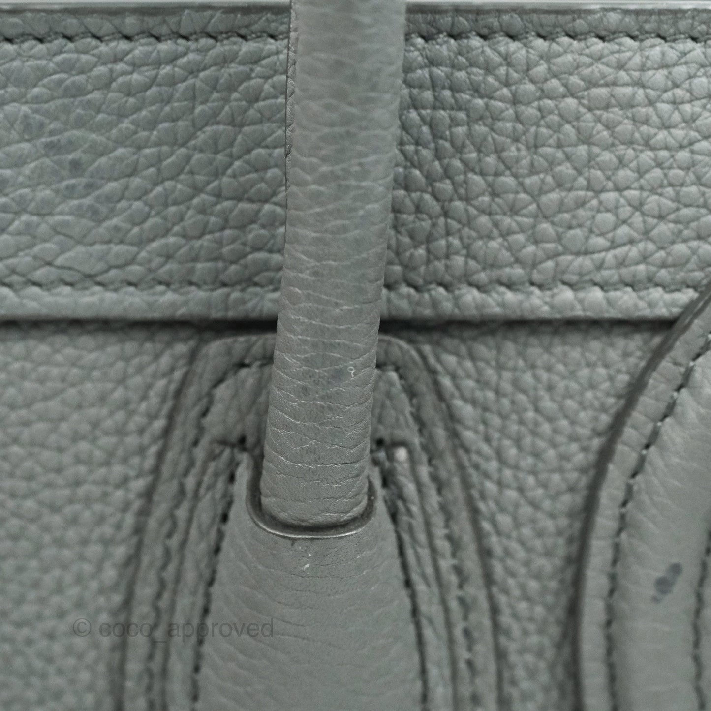 Celine Nano Luggage Grey Grained Calfskin Gold Hardware