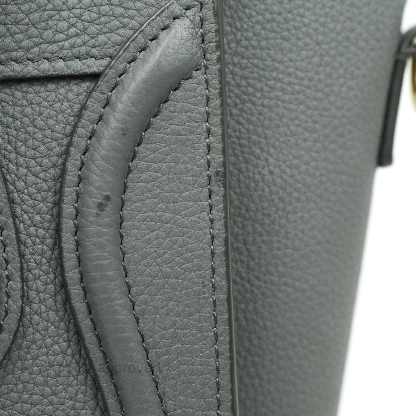 Celine Nano Luggage Grey Grained Calfskin Gold Hardware