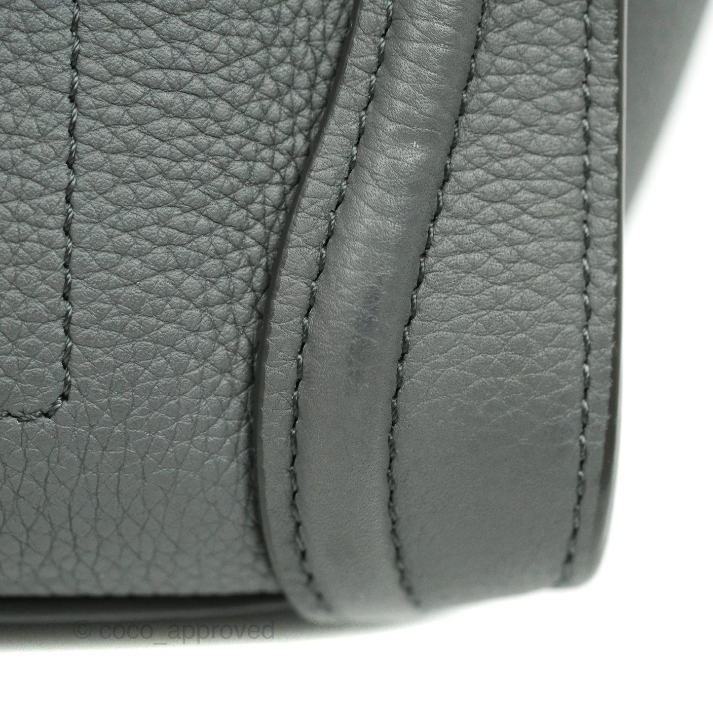 Celine Nano Luggage Grey Grained Calfskin Gold Hardware