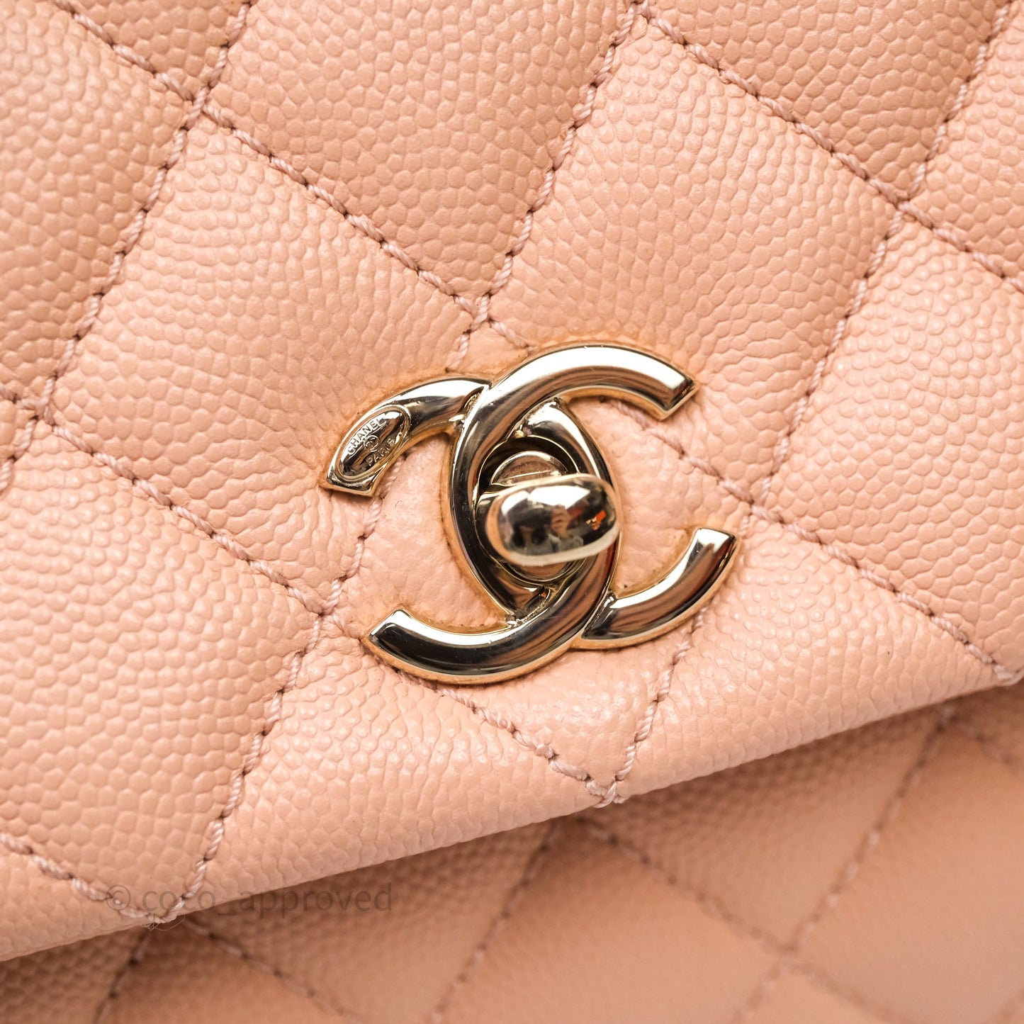 Chanel Small Coco Handle Quilted Pink Clair Caviar Gold Hardware