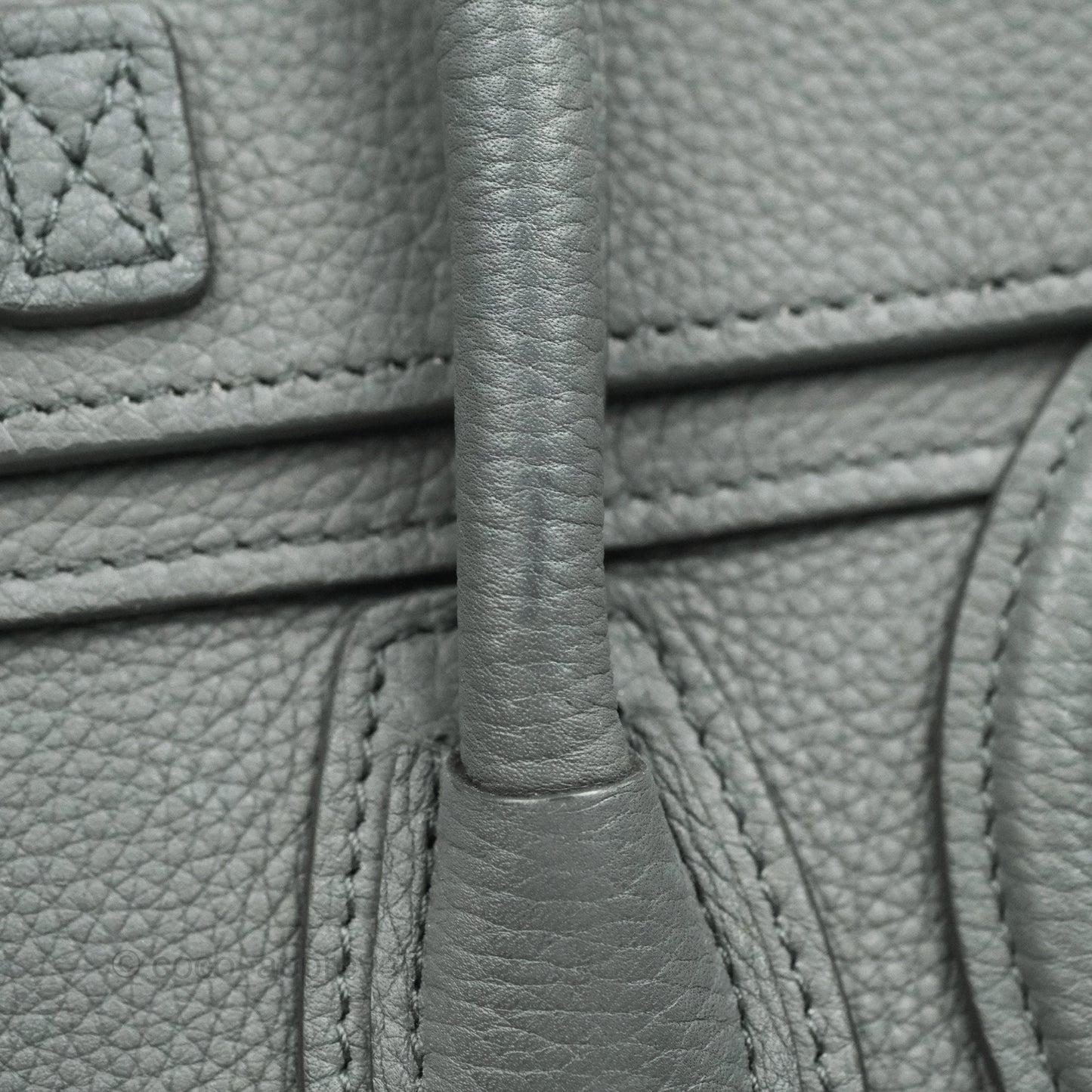 Celine Nano Luggage Grey Grained Calfskin Gold Hardware