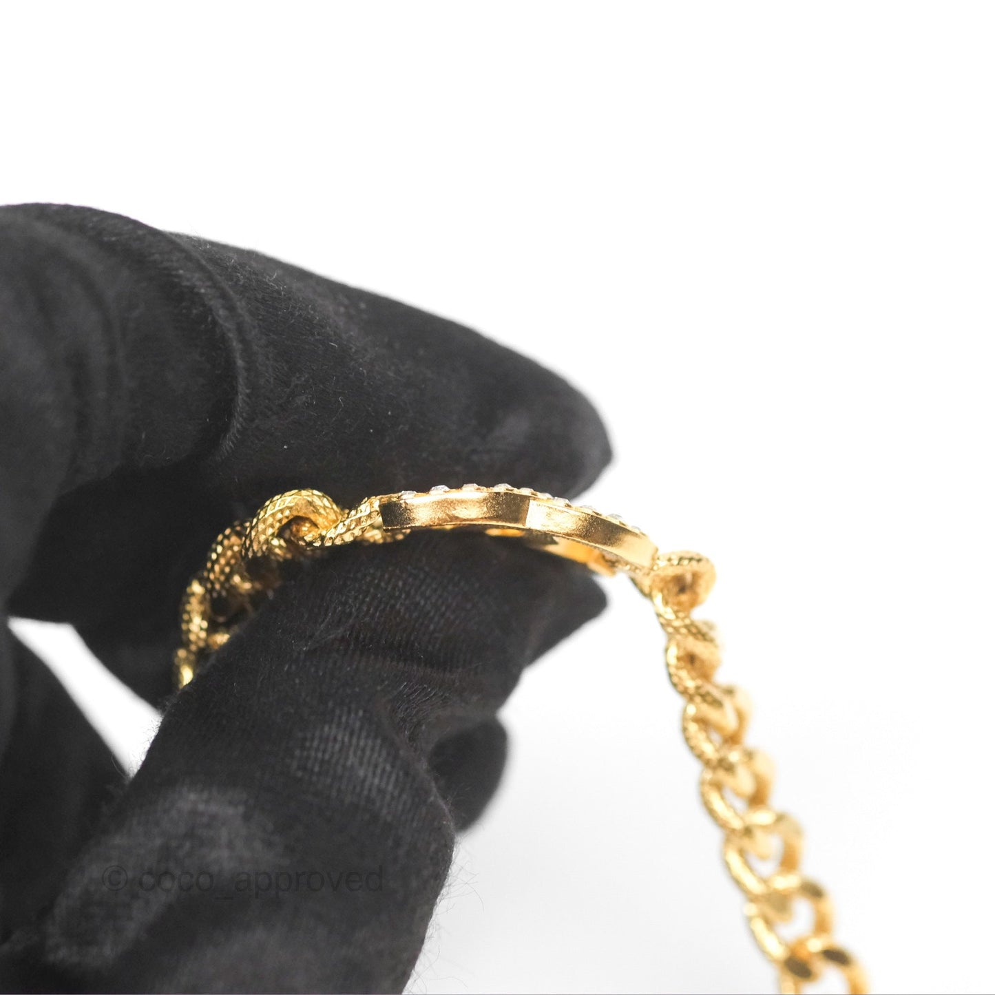 Chanel CC Crystals Necklace Choker Gold Tone 22A