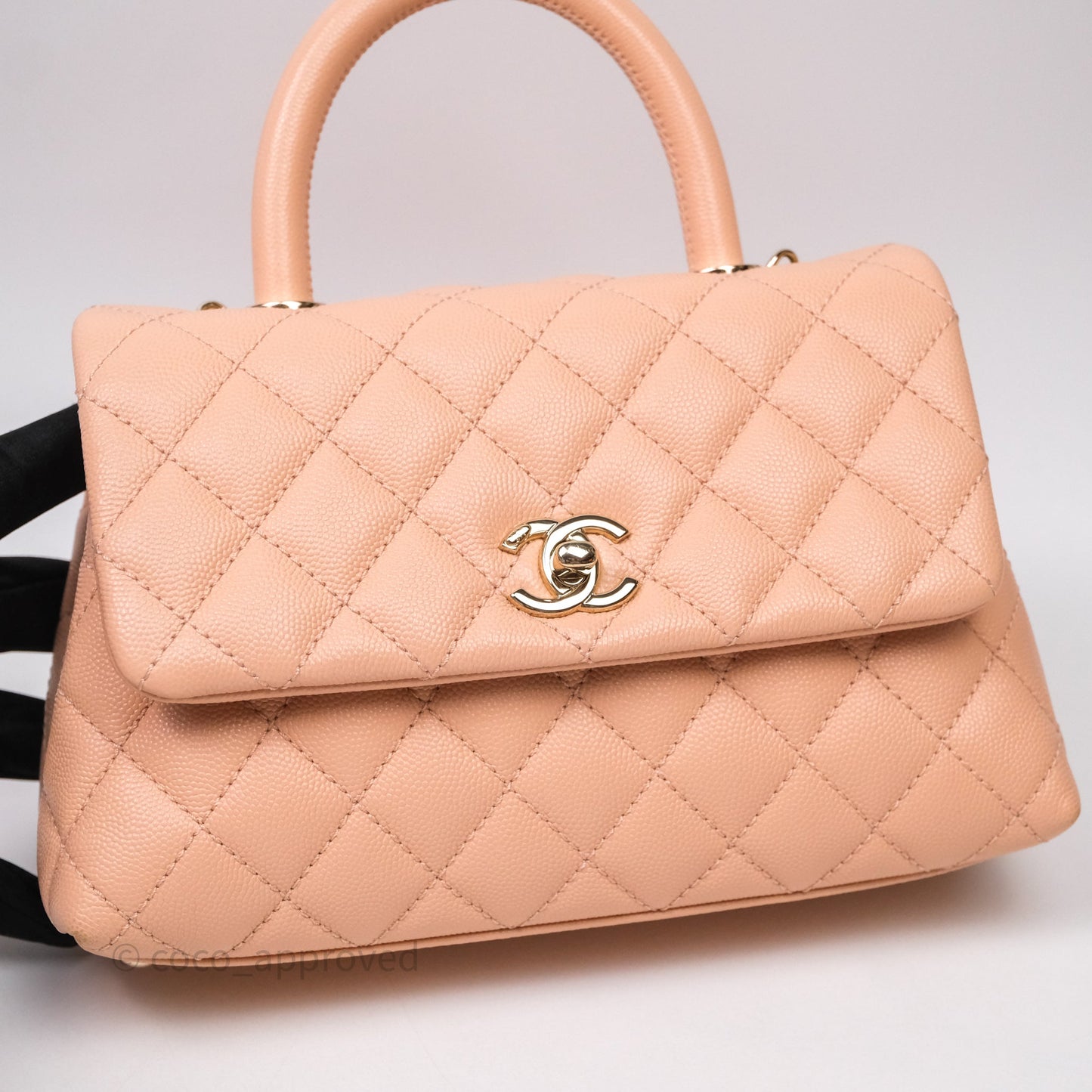 Chanel Small Coco Handle Quilted Pink Clair Caviar Gold Hardware