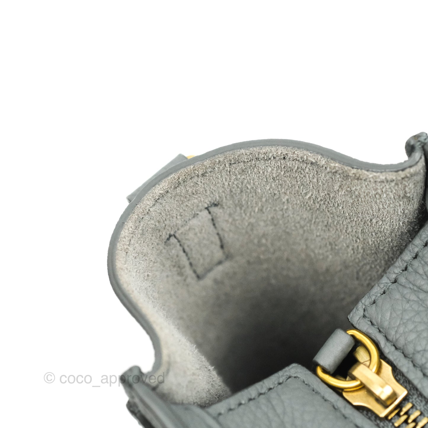 Celine Nano Luggage Grey Grained Calfskin Gold Hardware