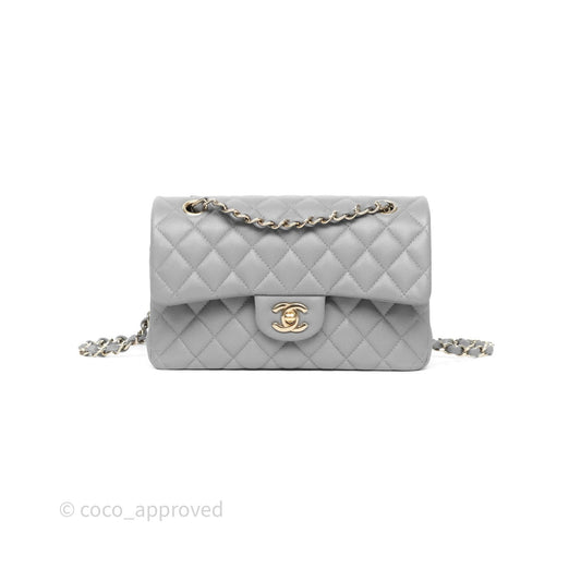 Chanel Small Classic Flap Quilted Grey Caviar Gold Hardware