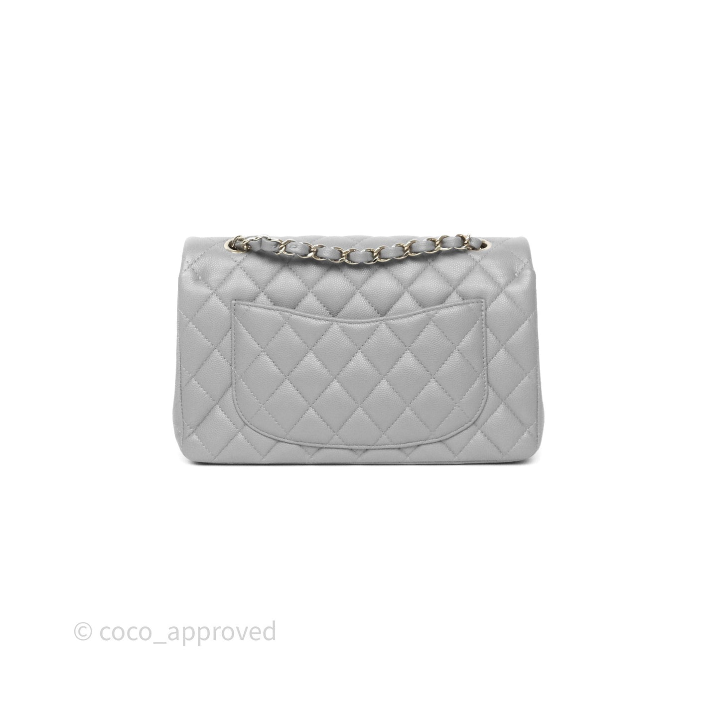 Chanel Small Classic Flap Quilted Grey Caviar Gold Hardware