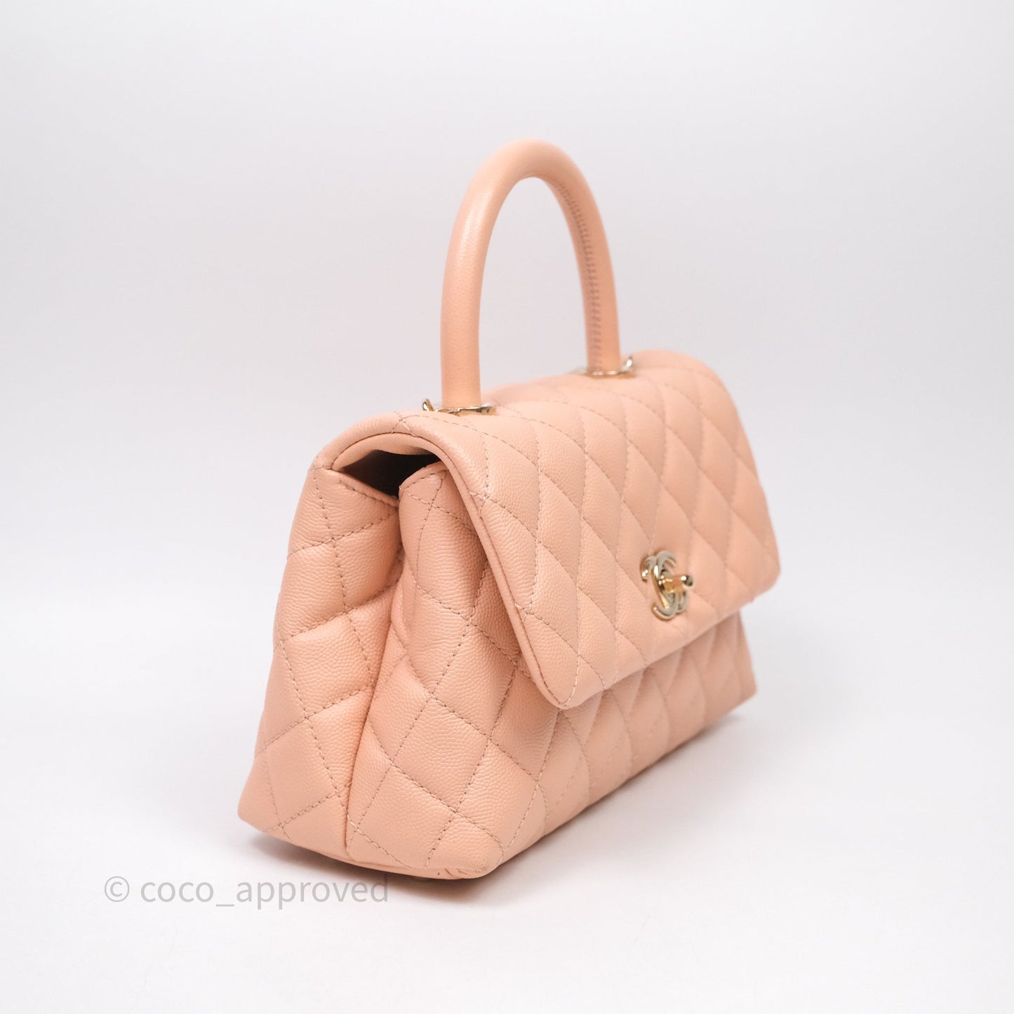 Chanel Small Coco Handle Quilted Pink Clair Caviar Gold Hardware