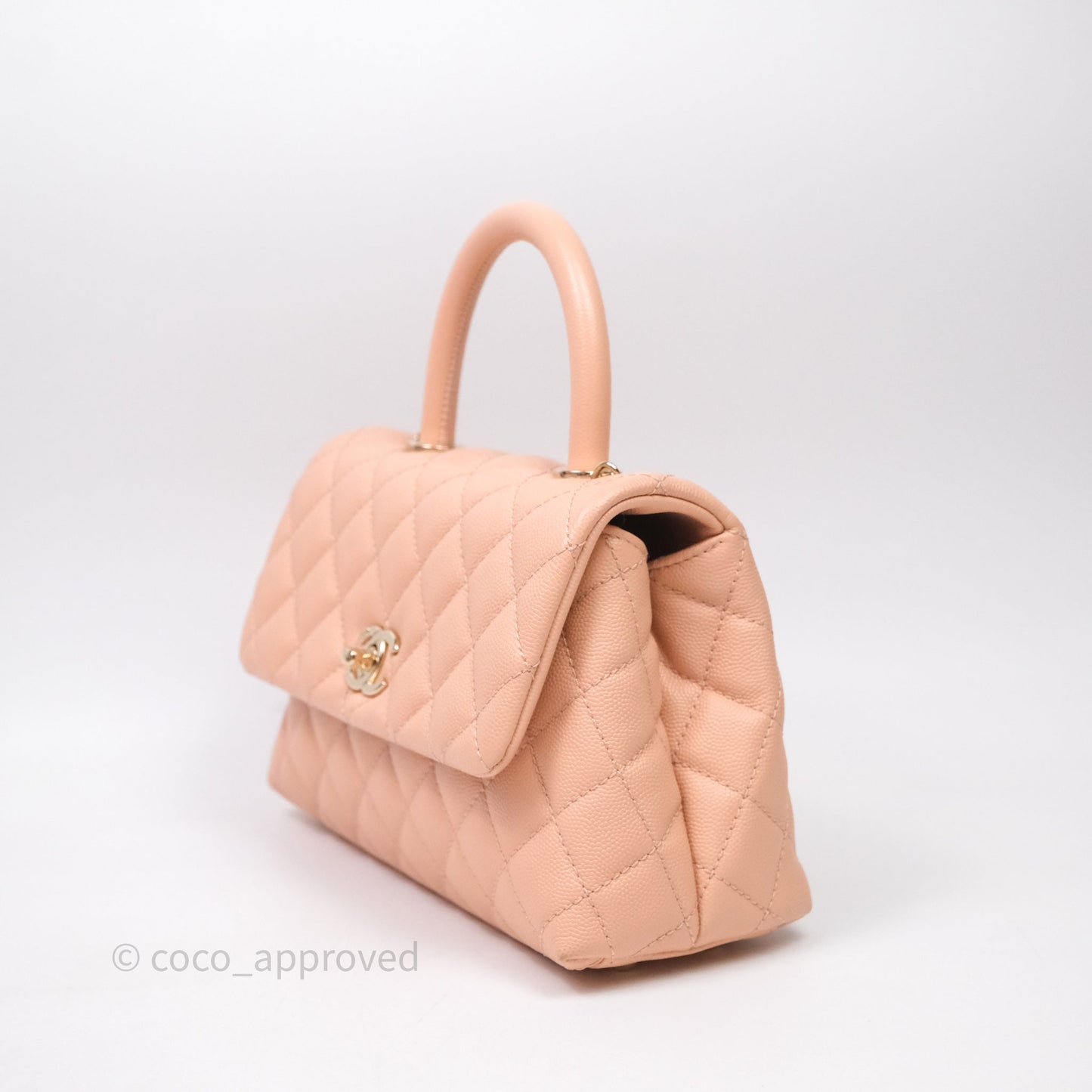 Chanel Small Coco Handle Quilted Pink Clair Caviar Gold Hardware