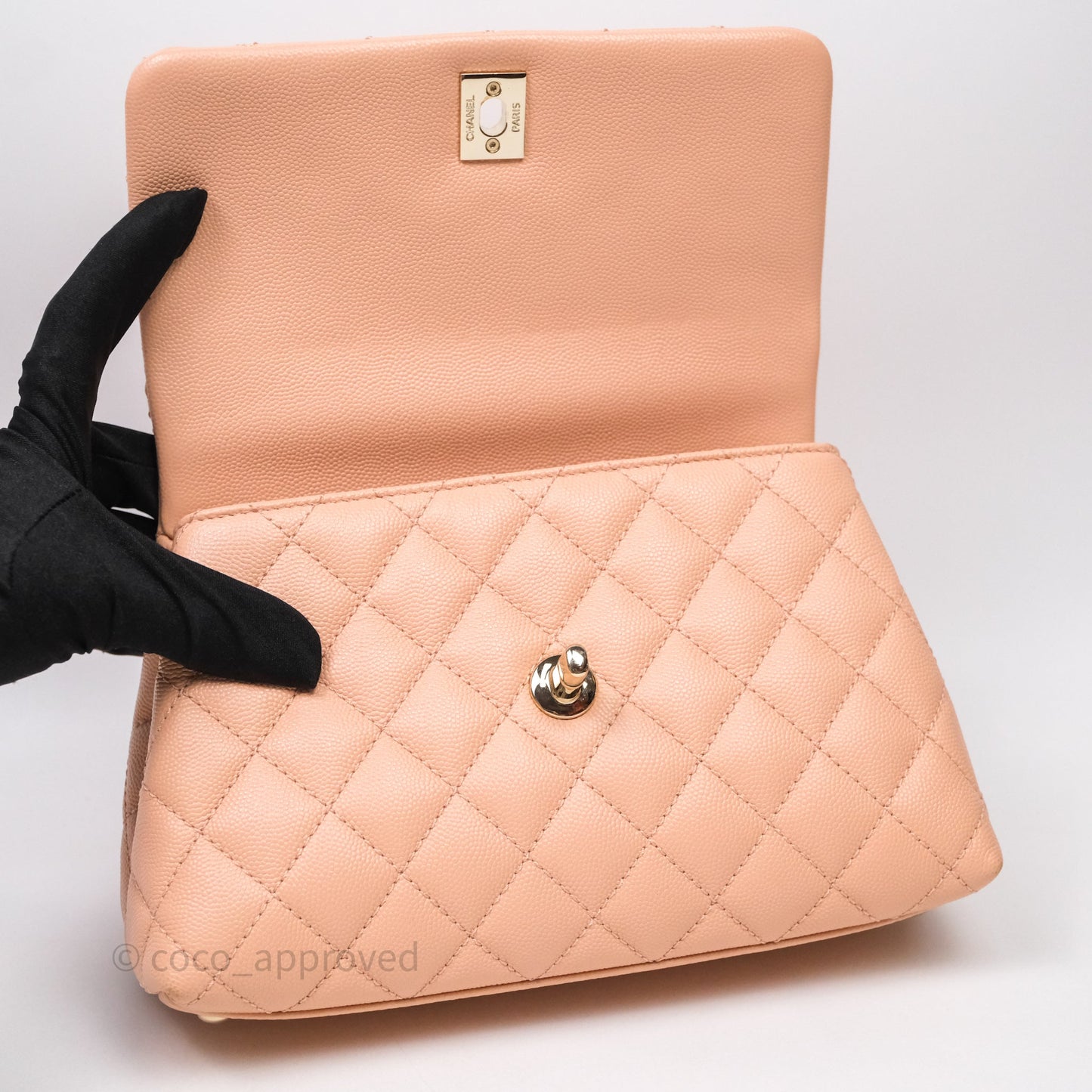 Chanel Small Coco Handle Quilted Pink Clair Caviar Gold Hardware