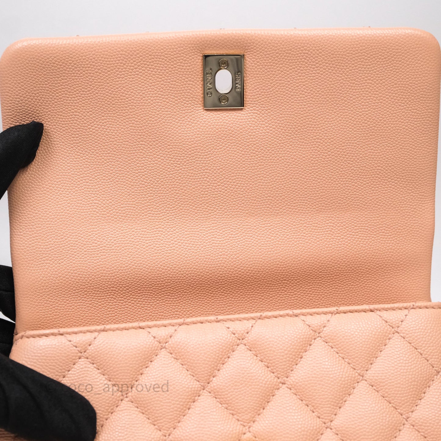 Chanel Small Coco Handle Quilted Pink Clair Caviar Gold Hardware