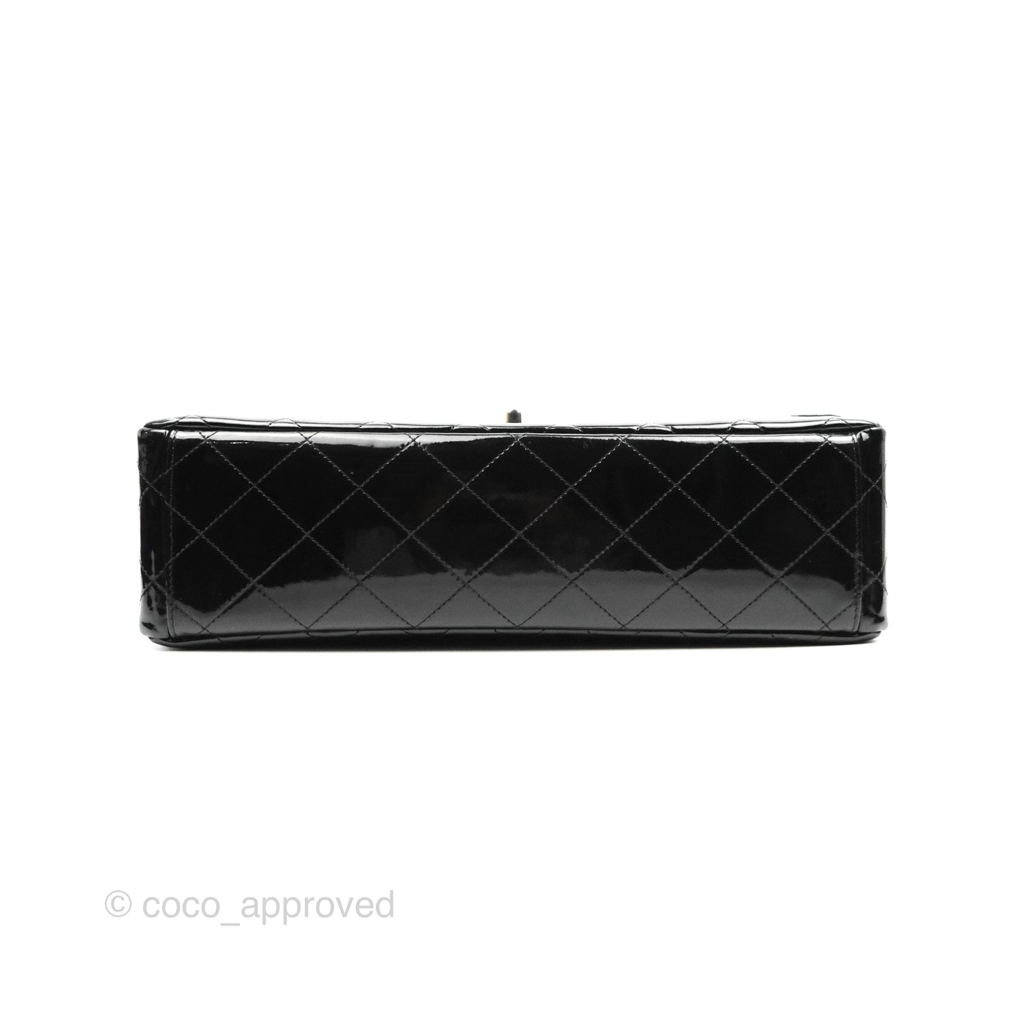 Chanel Quilted Maxi Single Flap Black Patent Silver Hardware