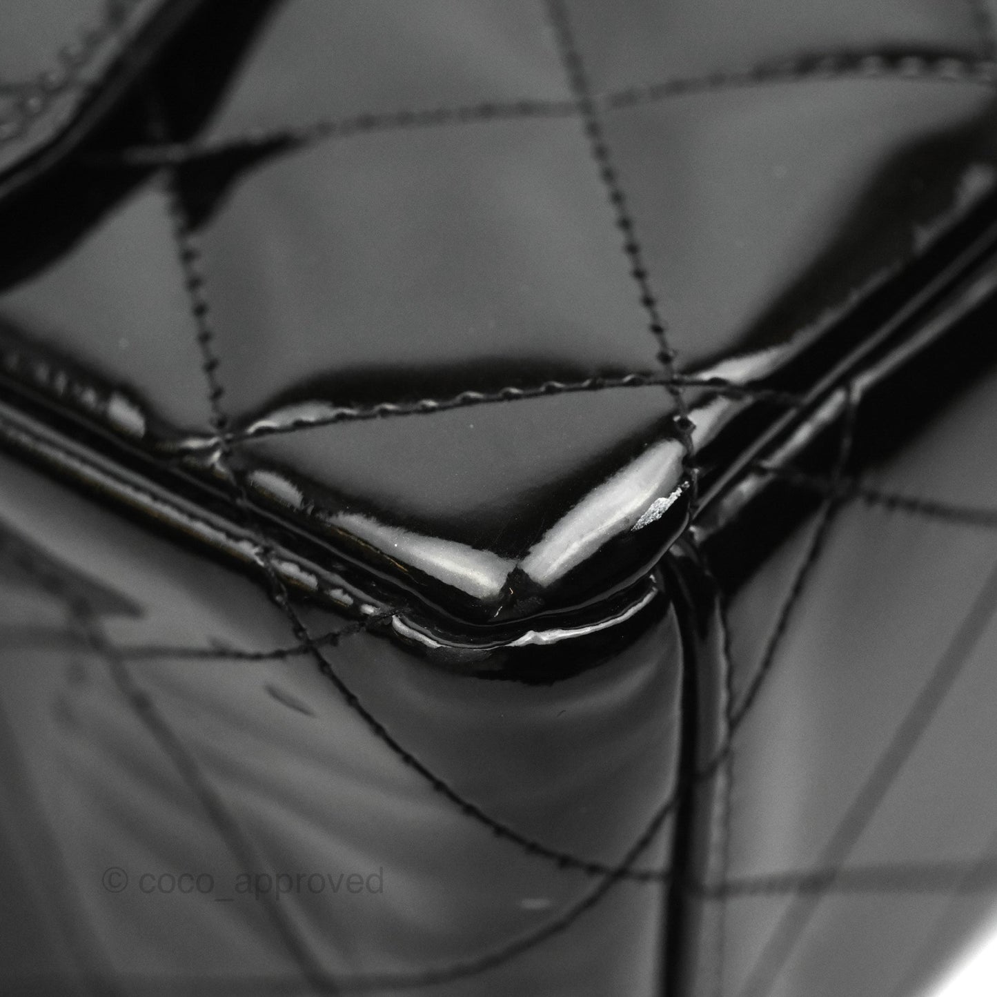 Chanel Quilted Maxi Single Flap Black Patent Silver Hardware