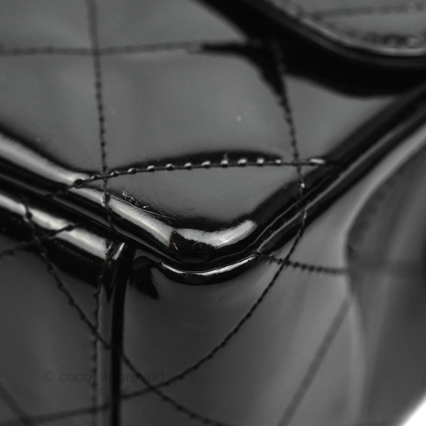 Chanel Quilted Maxi Single Flap Black Patent Silver Hardware