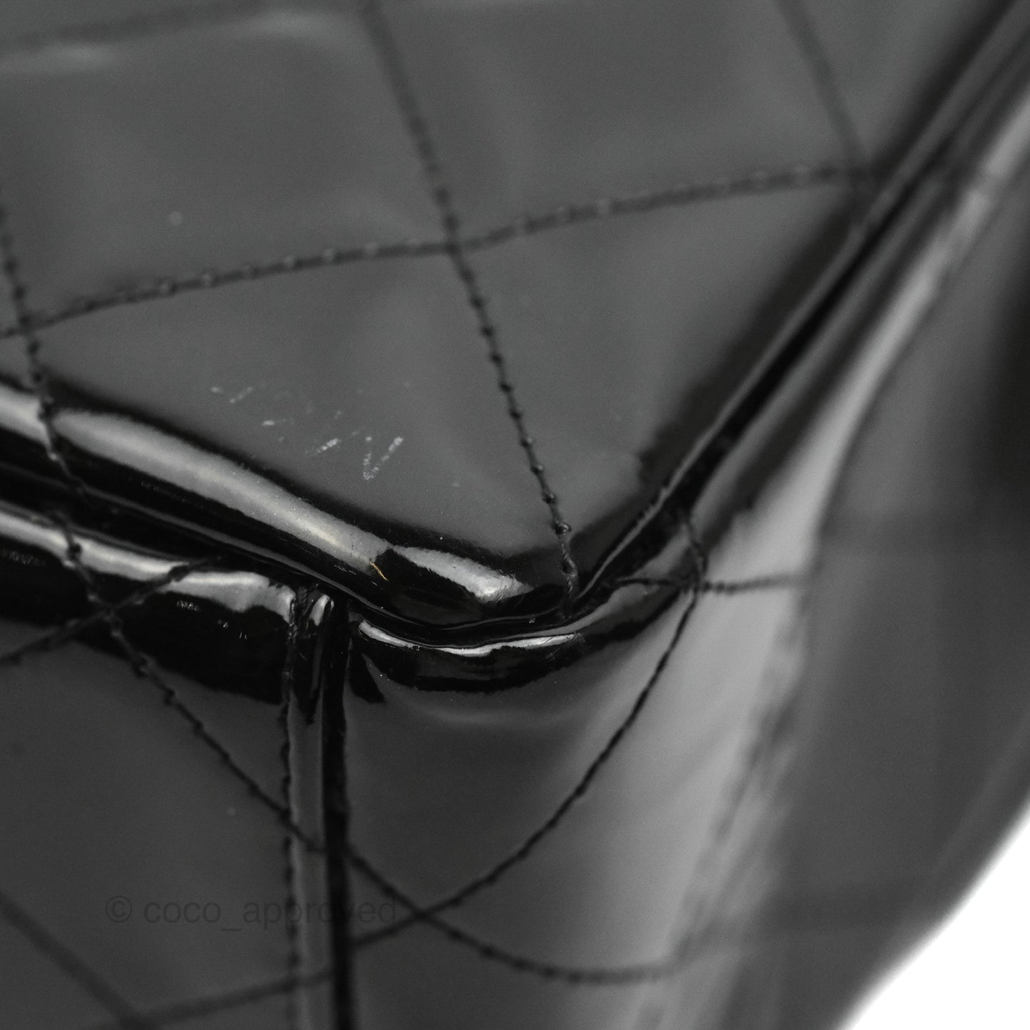 Chanel Quilted Maxi Single Flap Black Patent Silver Hardware