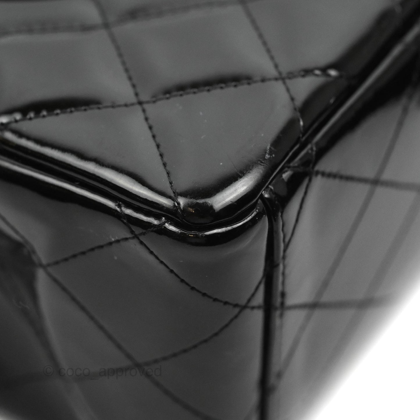 Chanel Quilted Maxi Single Flap Black Patent Silver Hardware