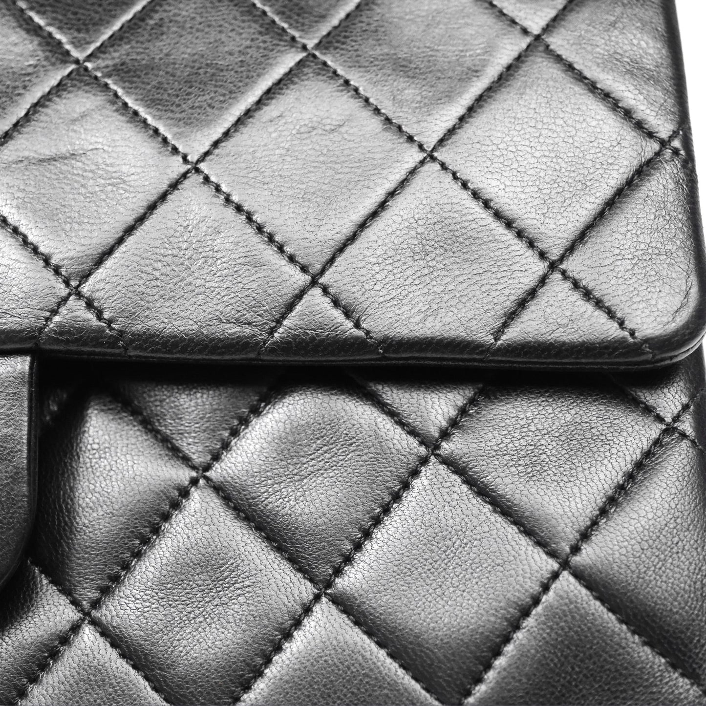 Chanel Classic Vintage Double Flap M/L Black Lambskin 24K Gold Hardware