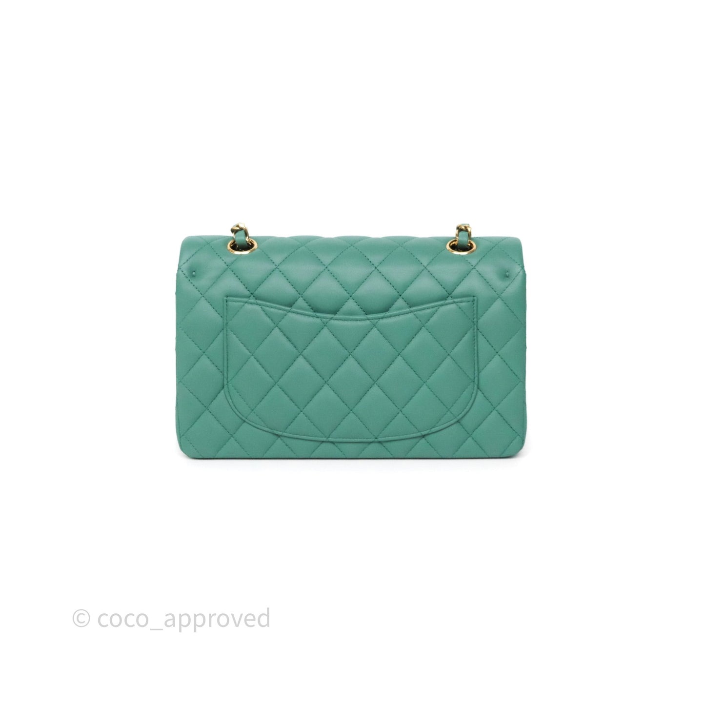 Chanel Small Classic Flap Quilted Green Lambskin Gold Hardware