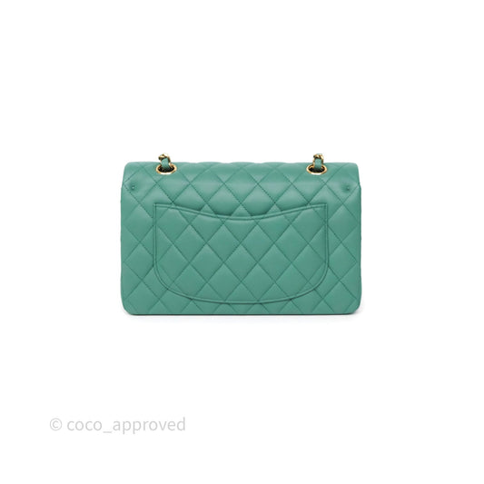 Chanel Small Classic Flap Quilted Green Lambskin Gold Hardware