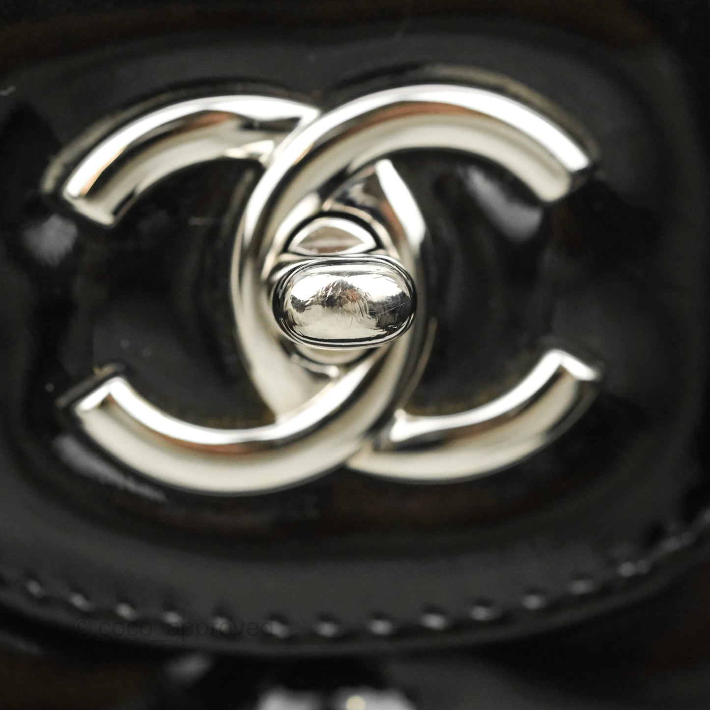 Chanel Quilted Maxi Single Flap Black Patent Silver Hardware
