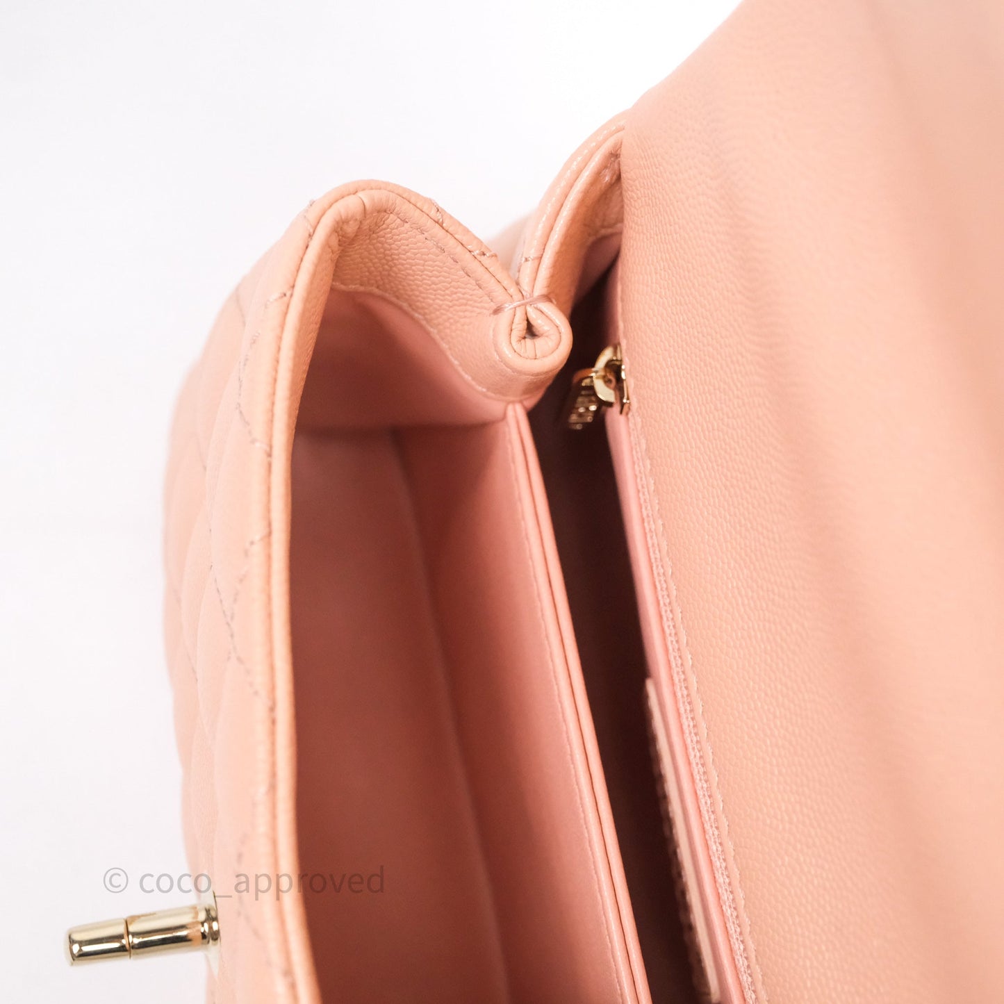 Chanel Small Coco Handle Quilted Pink Clair Caviar Gold Hardware