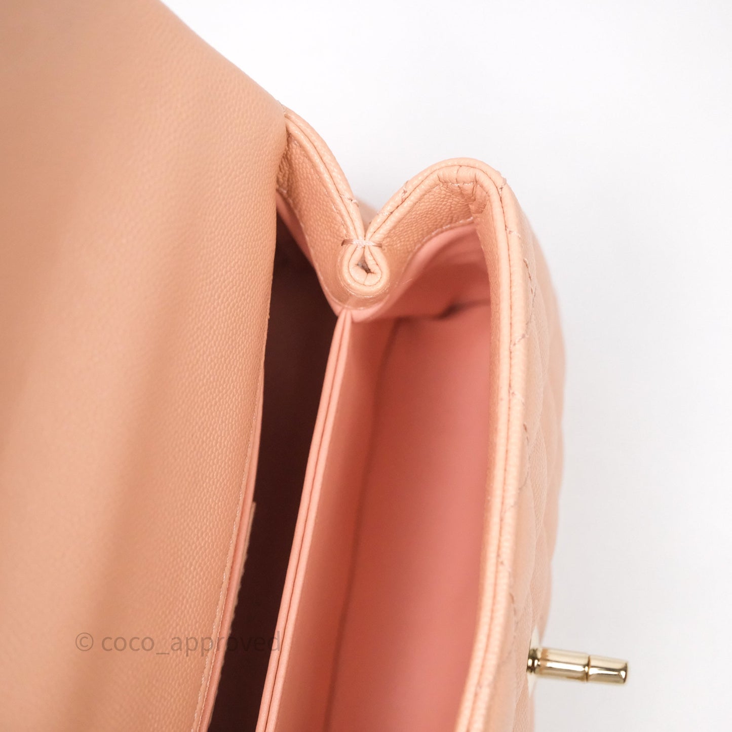 Chanel Small Coco Handle Quilted Pink Clair Caviar Gold Hardware