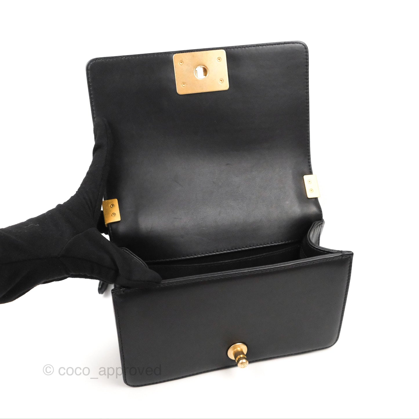 Chanel Small Boy Black Calfskin Gold Hardware