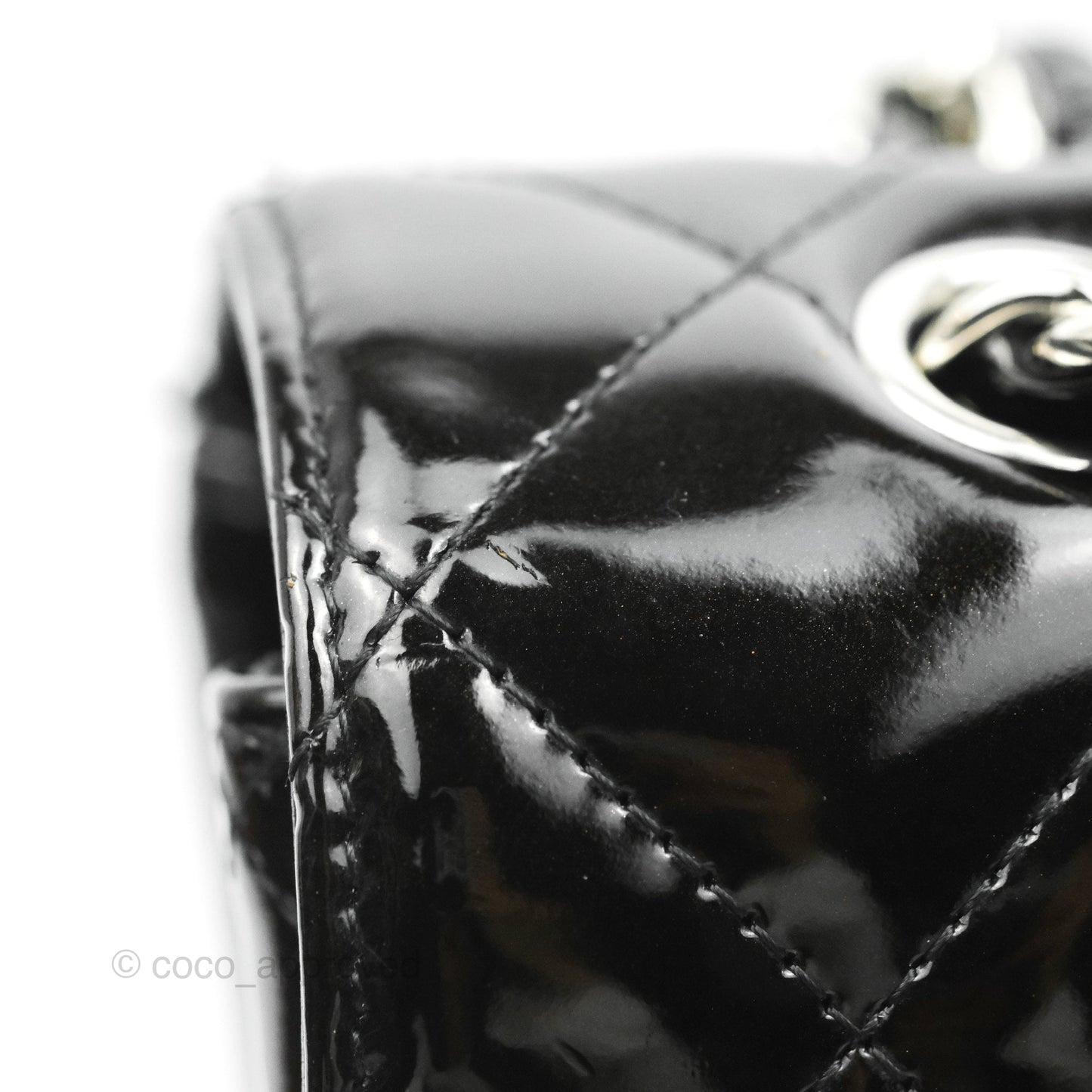 Chanel Quilted Maxi Single Flap Black Patent Silver Hardware
