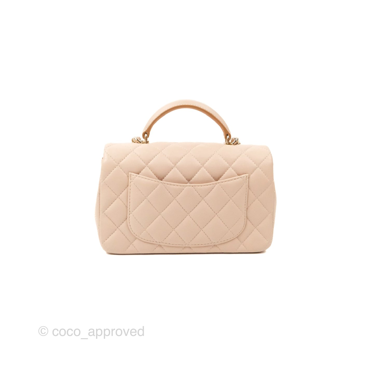 Chanel Top Handle Mini Rectangular Flap Bag Ecru/Beige Lambskin Gold Hardware 23P