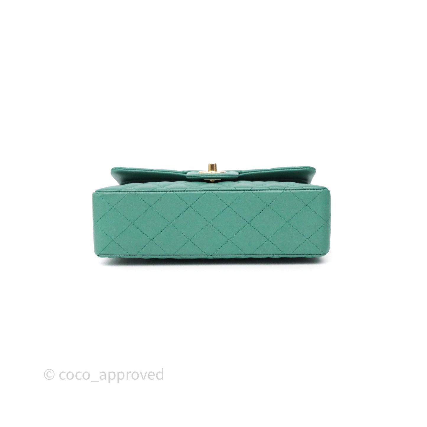 Chanel Small Classic Flap Quilted Green Lambskin Gold Hardware