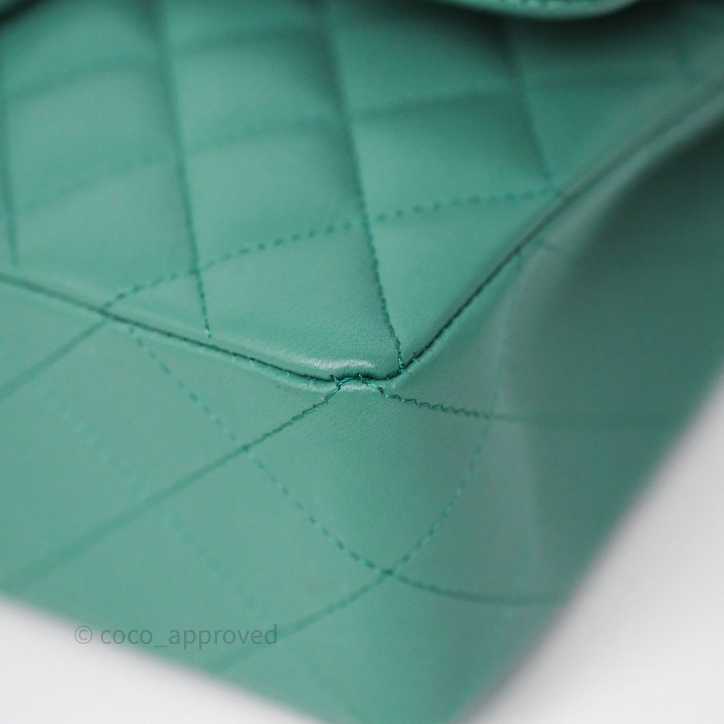 Chanel Small Classic Flap Quilted Green Lambskin Gold Hardware