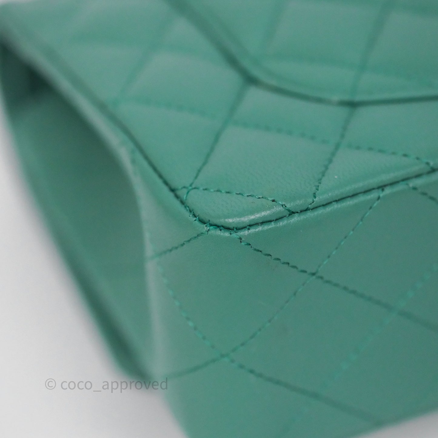 Chanel Small Classic Flap Quilted Green Lambskin Gold Hardware