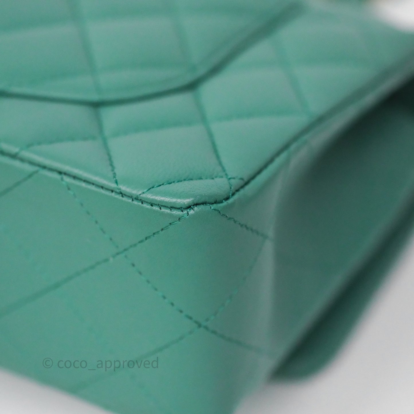 Chanel Small Classic Flap Quilted Green Lambskin Gold Hardware