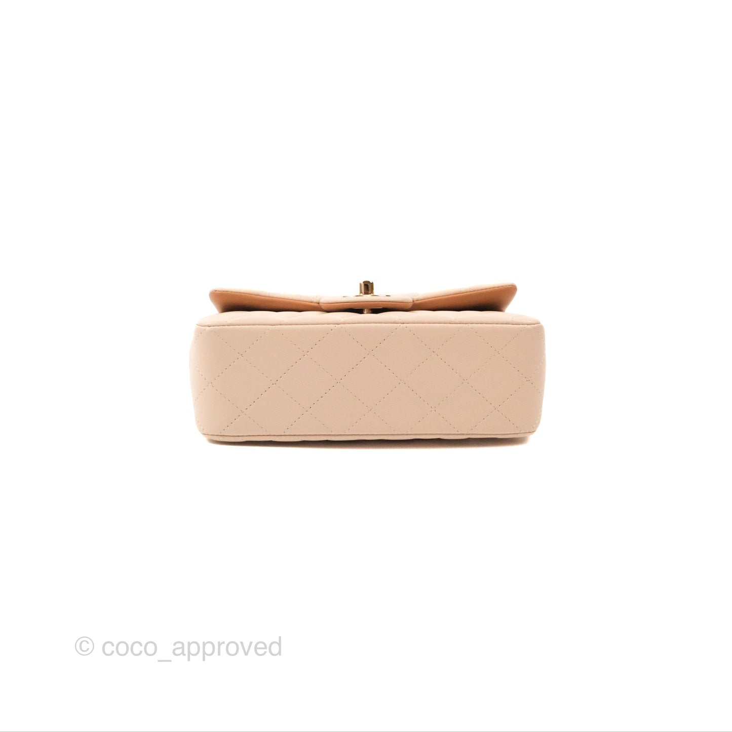 Chanel Top Handle Mini Rectangular Flap Bag Ecru/Beige Lambskin Gold Hardware 23P