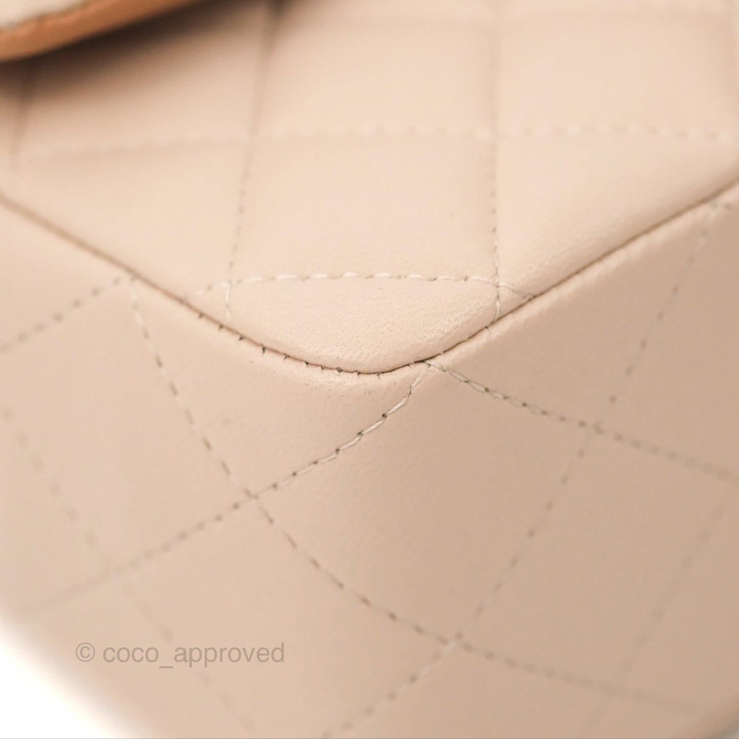 Chanel Top Handle Mini Rectangular Flap Bag Ecru/Beige Lambskin Gold Hardware 23P