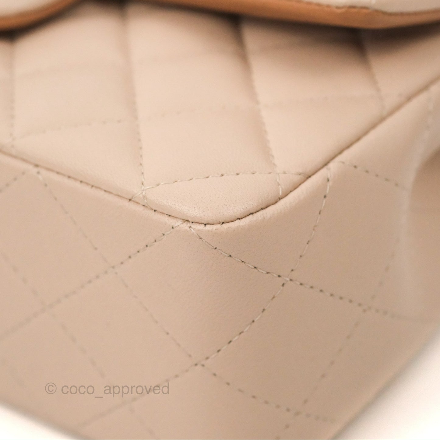 Chanel Top Handle Mini Rectangular Flap Bag Ecru/Beige Lambskin Gold Hardware 23P