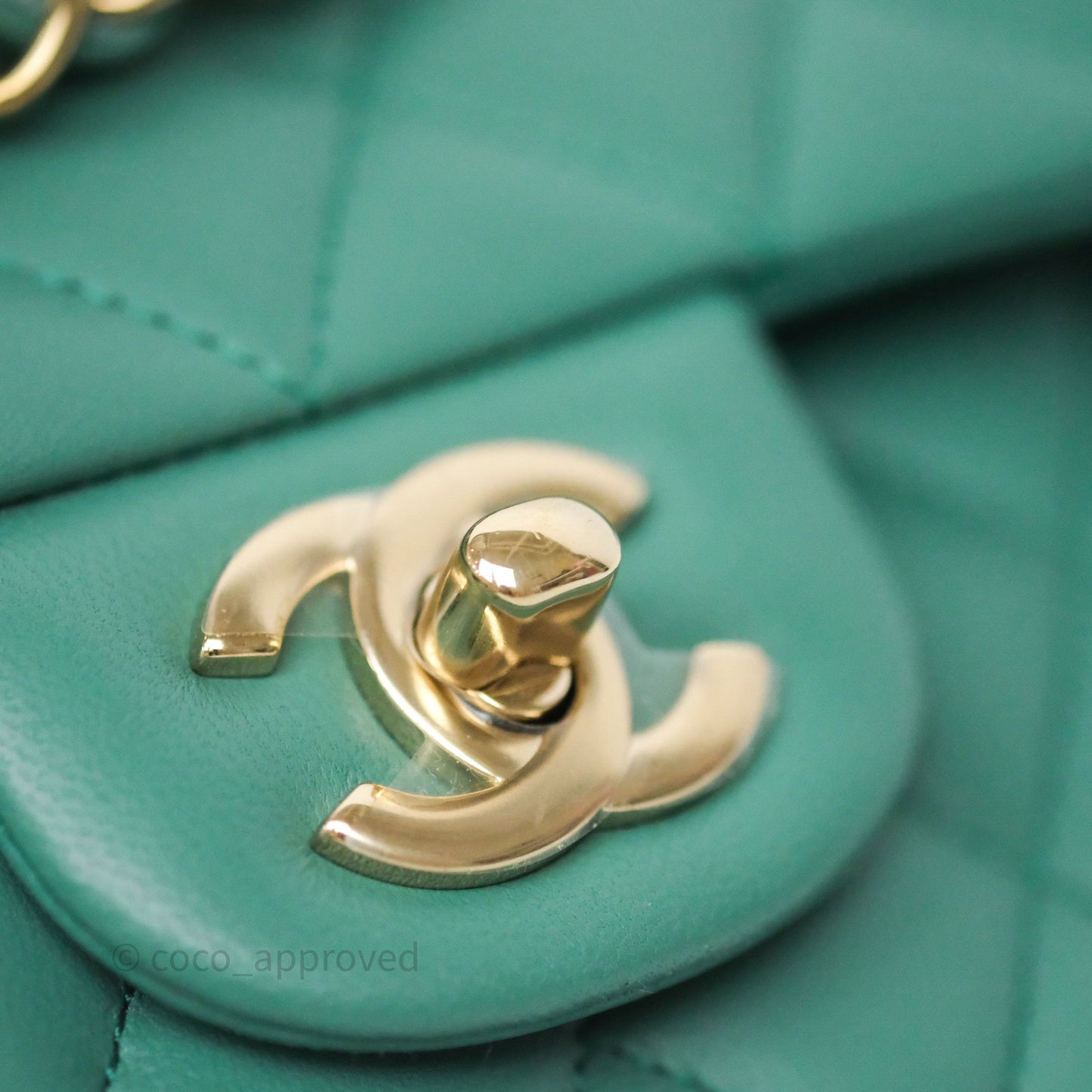 Chanel Small Classic Flap Quilted Green Lambskin Gold Hardware