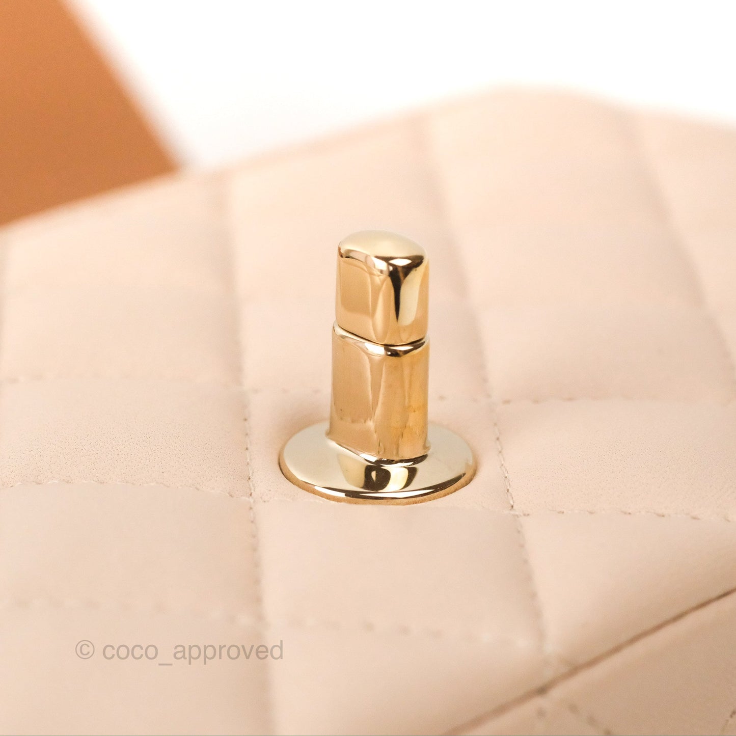 Chanel Top Handle Mini Rectangular Flap Bag Ecru/Beige Lambskin Gold Hardware 23P