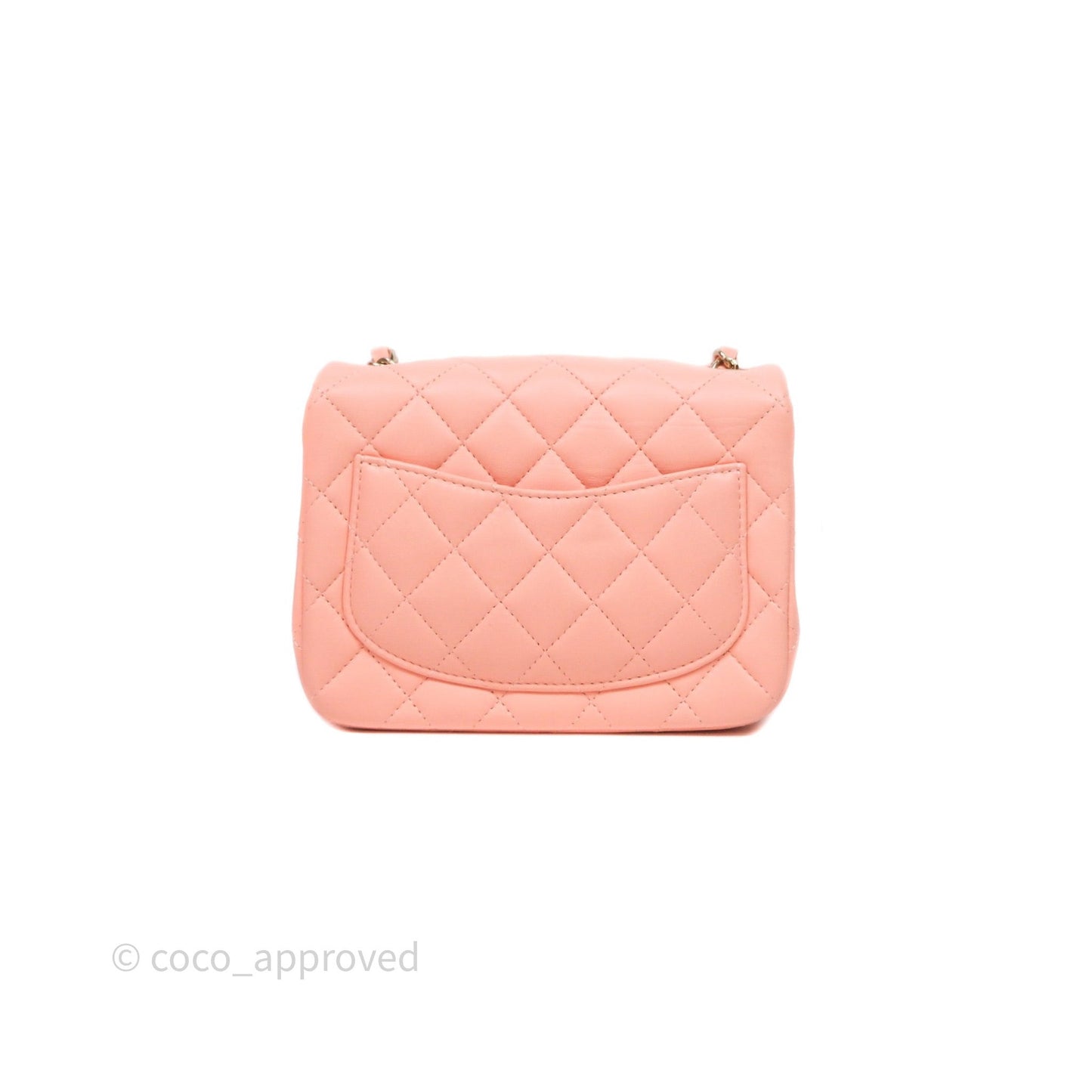Chanel Mini Square Quilted Peach Lambskin Gold Hardware