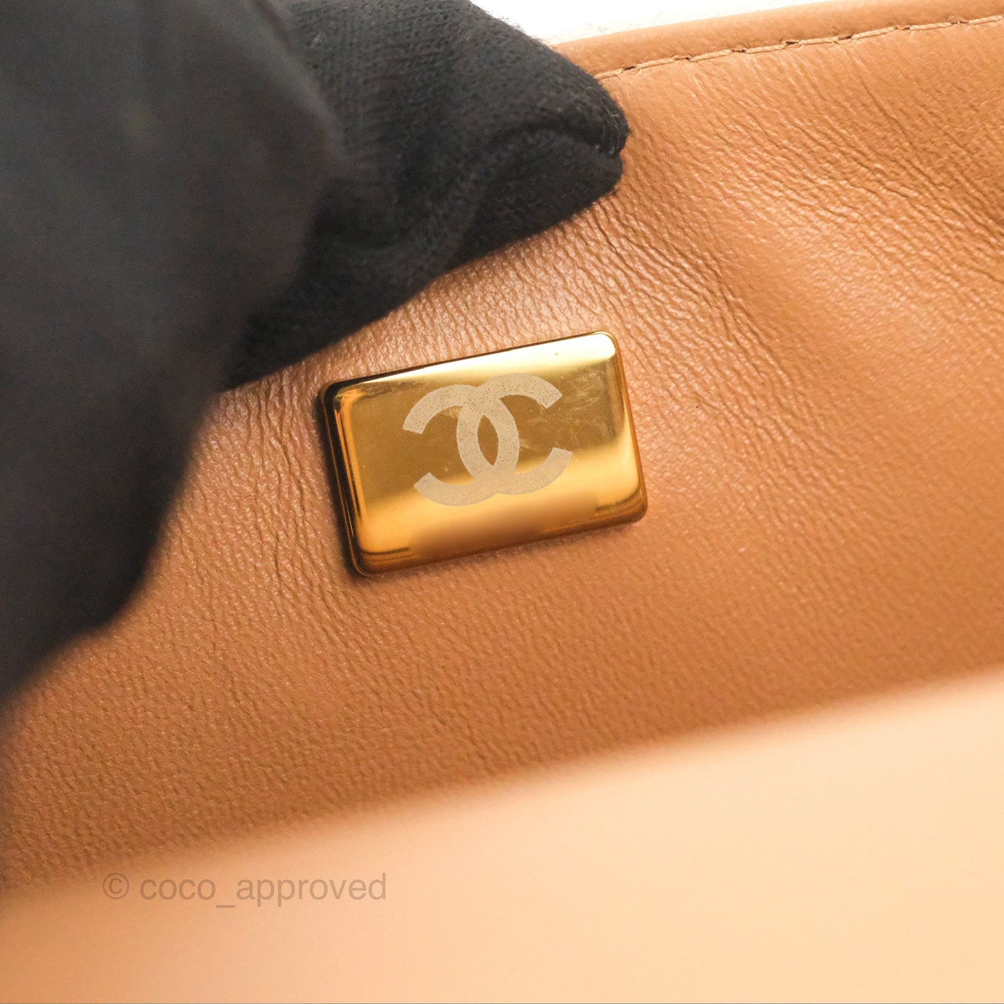 Chanel Top Handle Mini Rectangular Flap Bag Ecru/Beige Lambskin Gold Hardware 23P