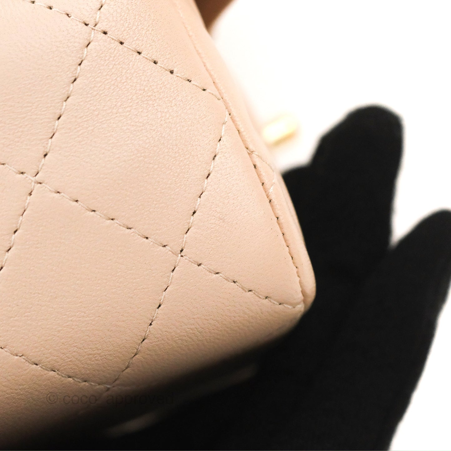Chanel Top Handle Mini Rectangular Flap Bag Ecru/Beige Lambskin Gold Hardware 23P
