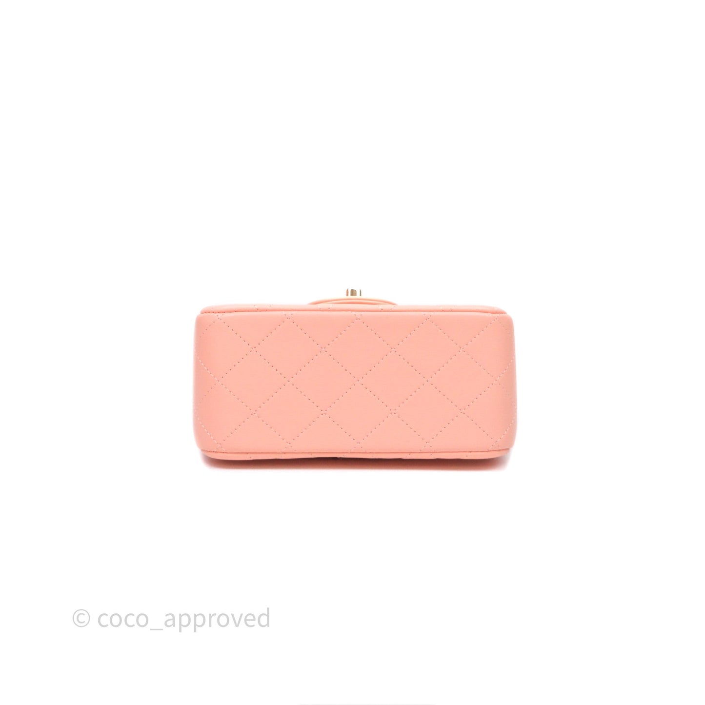 Chanel Mini Square Quilted Peach Lambskin Gold Hardware