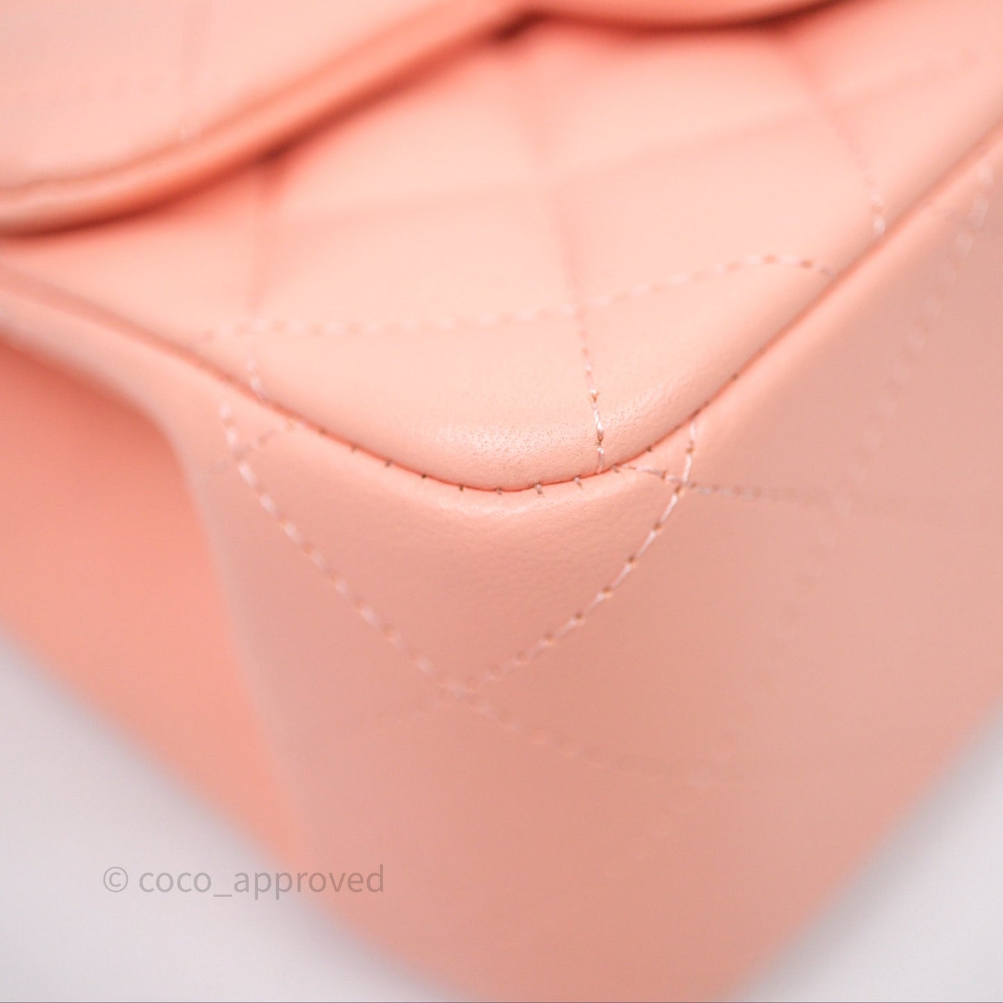Chanel Mini Square Quilted Peach Lambskin Gold Hardware